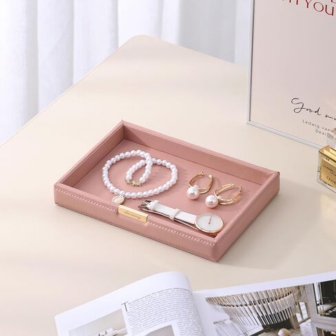 Casegrace Pu Leather Valet Valet Tresher Discorizer Discorative Devative for Wallet ، Key ، Watch ، Change Coin ، Phone Perfume Cosmetic Dressing Table Room Room Table Table Catchall Tray (Green) in Kuwait