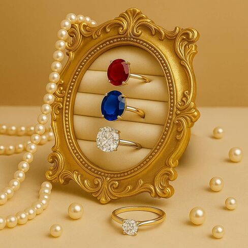 حامل خاتم الذهب Saang & Jat العتيقة لحضور حفل زفاف منضدة ، ودرج عرض مجوهرات عتيقة مع دبوغ داخلي ، ومرح أنيقة وحلقة منظم للاحتفالات التصوير الفوتوغرافي (المستطيل) in Kuwait