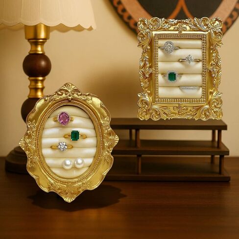 حامل خاتم الذهب Saang & Jat العتيقة لحضور حفل زفاف منضدة ، ودرج عرض مجوهرات عتيقة مع دبوغ داخلي ، ومرح أنيقة وحلقة منظم للاحتفالات التصوير الفوتوغرافي (المستطيل) in Kuwait