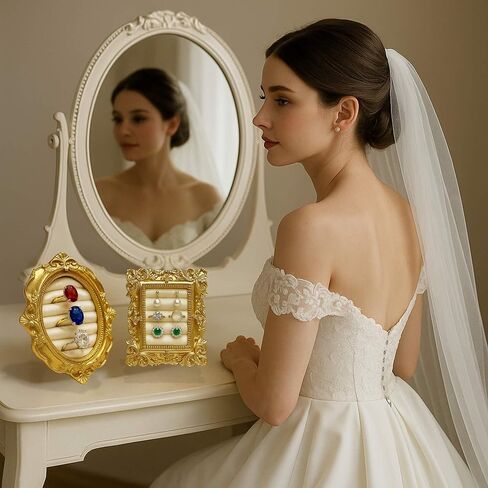 حامل خاتم الذهب Saang & Jat العتيقة لحضور حفل زفاف منضدة ، ودرج عرض مجوهرات عتيقة مع دبوغ داخلي ، ومرح أنيقة وحلقة منظم للاحتفالات التصوير الفوتوغرافي (المستطيل) in Kuwait