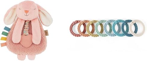 Itzy Ritzy Lovey Including Teether, Textured Ribbons & Dangle Arms, Features Crinkle Sound & Itzy Pal Infant Toy & Teether; Includes Lovey, Crinkle Sound, Textured Ribbons & Silicone in Kuwait