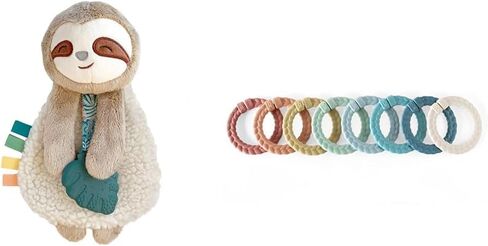 Itzy Ritzy Lovey بما في ذلك teether ، والأشرطة المحذوفة والأذرع المتدلية ، ويتميز بالتجعيد الصوتي و itzy pal ity toy & teether ؛ يشمل الحب ، صوت التجاعيد ، شرائط محكم وسيليكون in Kuwait