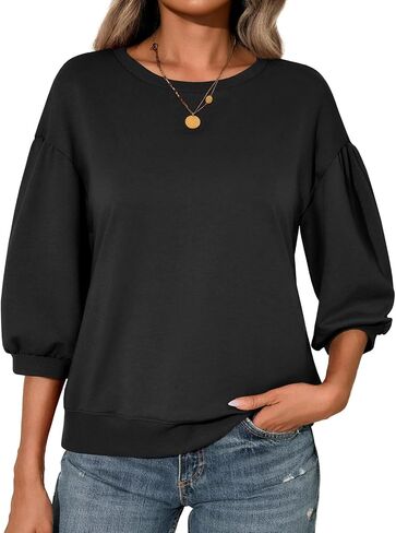 Fisoew Womens Crewneck Sweatshirts عرضة نفخة فضفاضة قمصان السقوط السقوط in Saudi Arabia