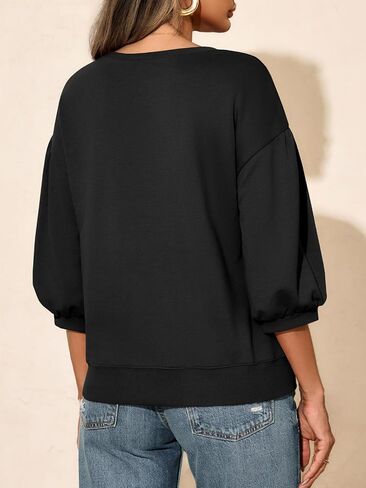Fisoew Womens Crewneck Sweatshirts عرضة نفخة فضفاضة قمصان السقوط السقوط in Saudi Arabia