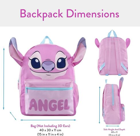 DISNEY Lilo And Stitch Backpack For Girls | Girls Backpack With 3D Stitch Ears | Stitch School Backpack | One Size Blue in Saudi Arabia