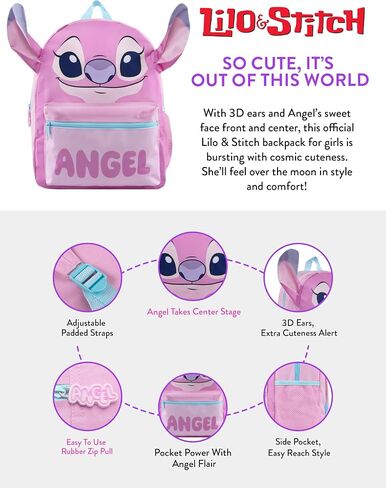 DISNEY Lilo And Stitch Backpack For Girls | Girls Backpack With 3D Stitch Ears | Stitch School Backpack | One Size Blue in Saudi Arabia