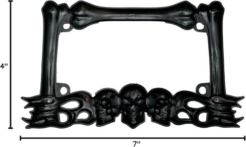 Heavy-Duty Skull Motorcycle License Plate Frame – Fits 7"x4" Standard Plates, Compatible with Cruiser, Dual-Sport, Sport,Street Bikes (Black) in Saudi Arabia