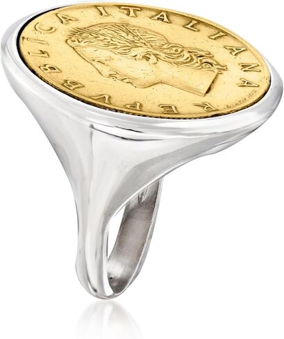 Ross-Simons Italian Genuine 20-Lira Coin Ring in Sterling Silver in Saudi Arabia