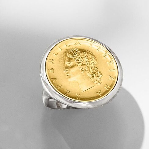 Ross-Simons Italian Genuine 20-Lira Coin Ring in Sterling Silver in Saudi Arabia