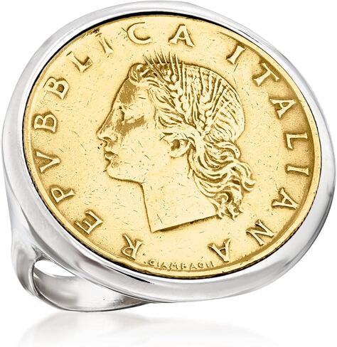Ross-Simons Italian Genuine 20-Lira Coin Ring in Sterling Silver in Saudi Arabia