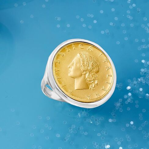 Ross-Simons Italian Genuine 20-Lira Coin Ring in Sterling Silver in Saudi Arabia