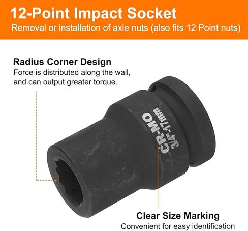 uxcell 3/4-Inch Drive 12 Point Impact Socket 46mm Metric Spindle Axle Nut Socket Driver Wrench for Auto Repair Easy Removal in Saudi Arabia