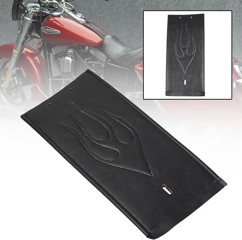 Motorcycle Flame PU Leather Gas Tank Panel Bib for Harley Dyna FXDWG 1993-2003, Softail FLSTF 2000-2017, Black in Saudi Arabia