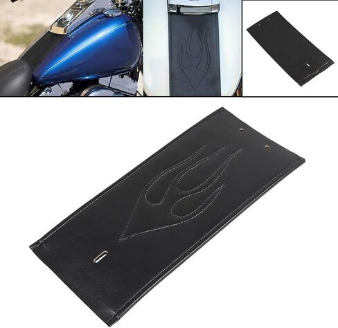 Motorcycle Flame PU Leather Gas Tank Panel Bib for Harley Dyna FXDWG 1993-2003, Softail FLSTF 2000-2017, Black in Saudi Arabia