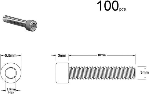 RUIAN 120Pcs M3 x 30mm Socket Head Cap Screws Alloy 12.9 Steel Fully Threaded Knurled,Black in Saudi Arabia