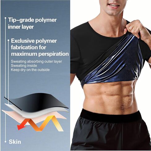 Sauna Suits Shirt for Men,Sweat Enhancer Sauna T-Shirt Short Sleeve Waist Trainer Body Shaper Vest Tank Top Trimmer in Kuwait
