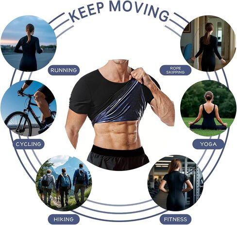 Sauna Suits Shirt for Men,Sweat Enhancer Sauna T-Shirt Short Sleeve Waist Trainer Body Shaper Vest Tank Top Trimmer in Kuwait