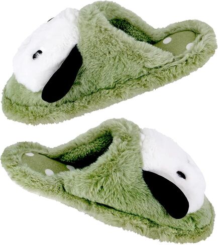 Roffatide Cartoon Cute Plush Open Back Floor Slippers Indoor Shoes Fuzzy Slippers with Rubber Sole for Girls Women in Saudi Arabia