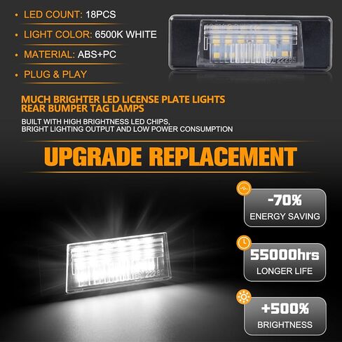 Gempro Led License Plate Light Tag Lamp Assembly Compatible with Nissan Armada Juke Versa NV200 Rogue Sport Infiniti Q50, 6000k White in Saudi Arabia