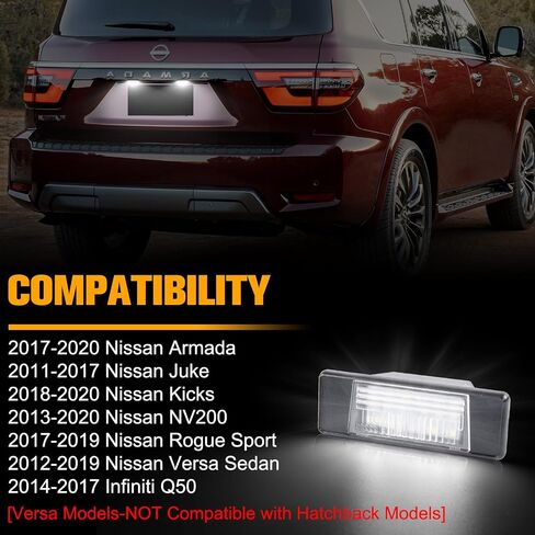 Gempro Led License Plate Light Tag Lamp Assembly Compatible with Nissan Armada Juke Versa NV200 Rogue Sport Infiniti Q50, 6000k White in Saudi Arabia