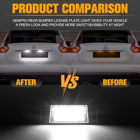 Gempro Led License Plate Light Tag Lamp Assembly Compatible with Nissan Armada Juke Versa NV200 Rogue Sport Infiniti Q50, 6000k White in Saudi Arabia