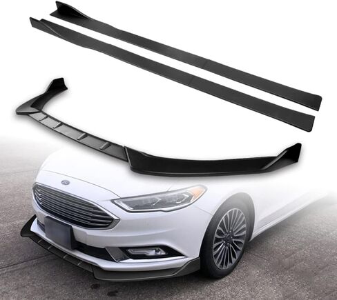 Q1-TECH, 9-Piece Front Bumper Lip & Side Skirt Extensions Diffuser Compatible with 2017-2018 Ford Fusion/Mondeo, Front Lip Spoiler Air Chin Splitter ABS (Painted Black) in Saudi Arabia