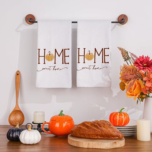 Siilues Fall Kitchen Towels 18x26 Inch, Fall Decor Pumpkin Fall Decorations for Home Sweet Home Dish Towels Seasonal Thanksgiving Decorations for Home Kitchen Decor Hand Towels Set of 2 in Saudi Arabia