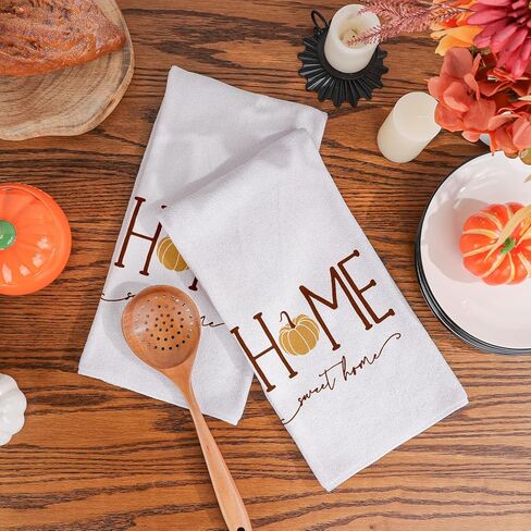 Siilues Fall Kitchen Towels 18x26 Inch, Fall Decor Pumpkin Fall Decorations for Home Sweet Home Dish Towels Seasonal Thanksgiving Decorations for Home Kitchen Decor Hand Towels Set of 2 in Saudi Arabia