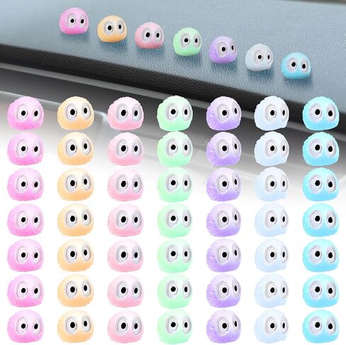 Sibba Cute Luminous Soot Sprites 49Pcs Automotive Interior Decoration Car Rearview Mirror Interior Accessories Colorful Soot Elven Cars Ornament Funny Dashboard Sticker for Car Home Office in Saudi Arabia