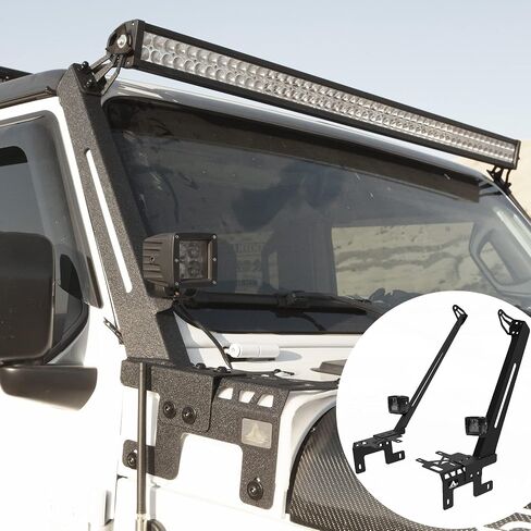 A-Pillar LED LID LID LID BAR أقواس تصاعد لعام 2018-2023 JEEP WRANGLER JL/JLU مع 2 مصابيح LED ، وولفستورم جيب رانجلر 50 و 52 بوصة ضوئية ضوئية إكسسوارات ، شريط الضوء غير متضمن in Kuwait
