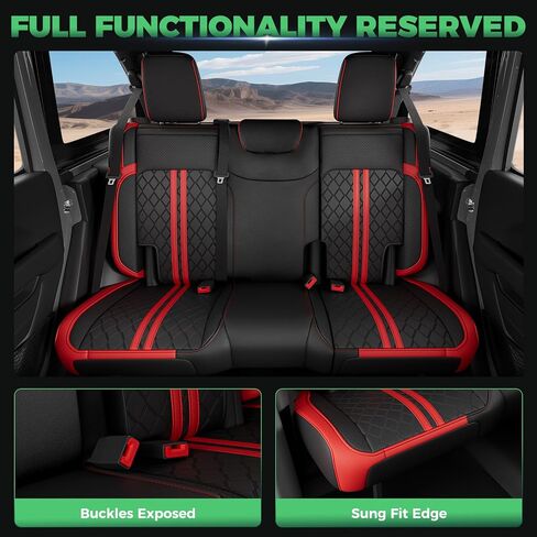 لأغطية مقعد Jeep Wrangler JL 4 DR بدون حامل كأس خلفي 2018 2019 2020 2021 2022 2023 2024 2025 ، أغطية مقعد السيارة المخصصة مجموعة كاملة ، واقي مقعد جلدي مقاوم للماء ، بلاكريد in Kuwait