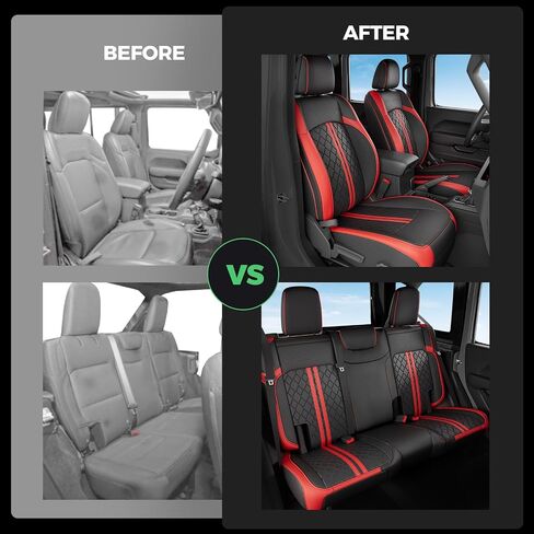 لأغطية مقعد Jeep Wrangler JL 4 DR بدون حامل كأس خلفي 2018 2019 2020 2021 2022 2023 2024 2025 ، أغطية مقعد السيارة المخصصة مجموعة كاملة ، واقي مقعد جلدي مقاوم للماء ، بلاكريد in Kuwait