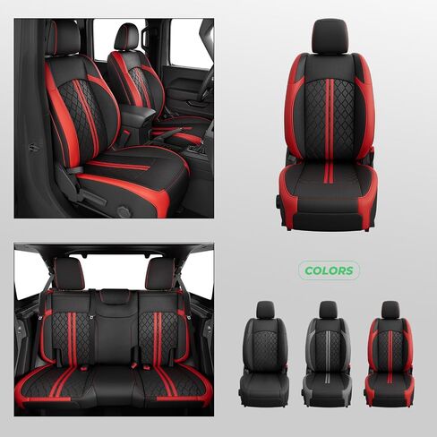 لأغطية مقعد Jeep Wrangler JL 4 DR بدون حامل كأس خلفي 2018 2019 2020 2021 2022 2023 2024 2025 ، أغطية مقعد السيارة المخصصة مجموعة كاملة ، واقي مقعد جلدي مقاوم للماء ، بلاكريد in Kuwait