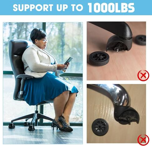 Bell Glides Replacement Office Chair Swivel Caster Wheels to Fixed Stationary Castors,with Separate Self Adhesive Felt Pads for Carpet,Desk Chair Feet Wheel Stopper, Black 5 Pcs (Bell Glides B) in Kuwait