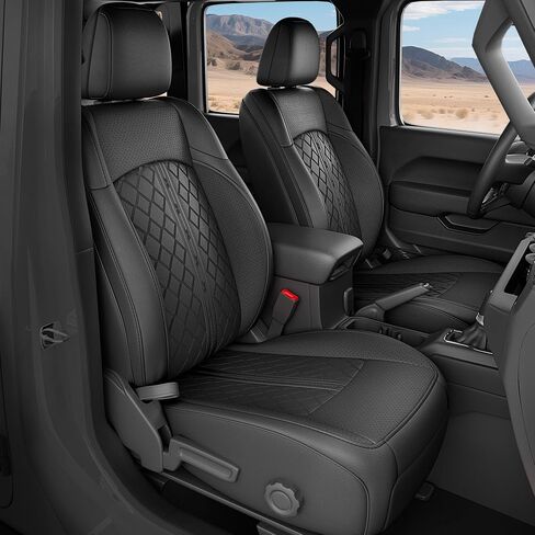لأغطية مقعد Jeep Wrangler JL 4 DR بدون حامل كأس خلفي 2018 2019 2020 2021 2022 2023 2024 2025 ، أغطية مقعد السيارة المخصصة مجموعة كاملة ، واقي مقعد جلدي مقاوم للماء ، بلاكريد in Kuwait