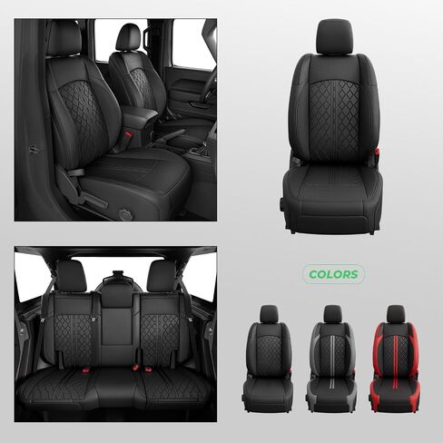 لأغطية مقعد Jeep Wrangler JL 4 DR بدون حامل كأس خلفي 2018 2019 2020 2021 2022 2023 2024 2025 ، أغطية مقعد السيارة المخصصة مجموعة كاملة ، واقي مقعد جلدي مقاوم للماء ، بلاكريد in Kuwait