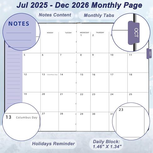 مخطط شهري 2025-2026 (7.4 بوصة × 9.6 بوصة)، تقويم 2025 لمدة 18 شهرًا من يناير 2025 إلى يونيو 2026، مخطط أكاديمي مع علامات تبويب شهرية وجيب، مثالي للمدرسة والعمل، ورق سميك 120 جرامًا للمتر المربع، أسود in Saudi Arabia