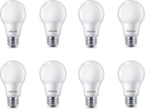 لمبة فيليبس 60 وات مكافئة A19 غير قابلة للتعتيم E26 LED ضوء النهار 5000K (8 عبوات) in Saudi Arabia