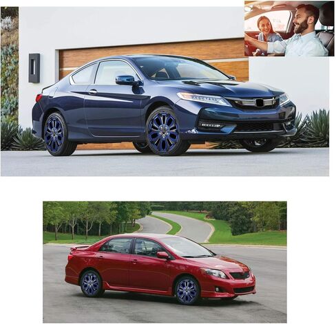 مجموعة Hubcaps 16 بوصة من 4 - تصميم أزرق أسود فاخر وأسود 16 " - غطاء عجلات متين وموثوق in Saudi Arabia
