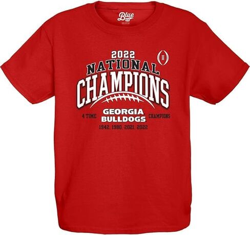 Blue 84 Unisex Kid's NCAA Officially Licensed Georgia Bulldogs National Champs T-Shirt 2022-2023 Laces Red in Saudi Arabia