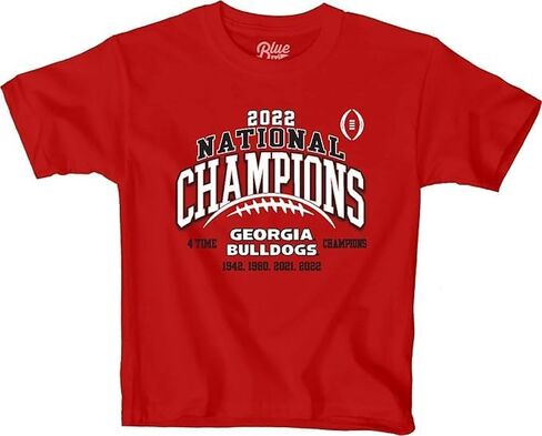 Blue 84 Unisex Kid's NCAA Officially Licensed Georgia Bulldogs National Champs T-Shirt 2022-2023 Laces Red in Saudi Arabia