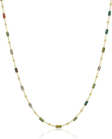 Gemstone Bead Necklaces for Women Multi Color Beaded Choker Natural Stone Necklace Black White Green Tigers Eye Handmade 18K Gold Plated Dainty Summer Jewelry in Kuwait