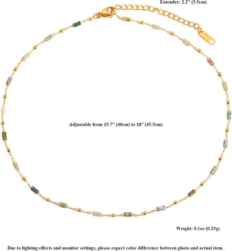 Gemstone Bead Necklaces for Women Multi Color Beaded Choker Natural Stone Necklace Black White Green Tigers Eye Handmade 18K Gold Plated Dainty Summer Jewelry in Kuwait