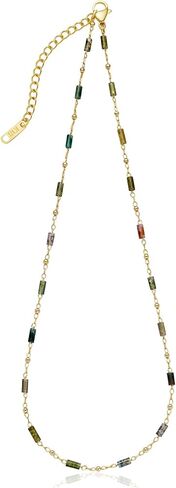 Gemstone Bead Necklaces for Women Multi Color Beaded Choker Natural Stone Necklace Black White Green Tigers Eye Handmade 18K Gold Plated Dainty Summer Jewelry in Kuwait