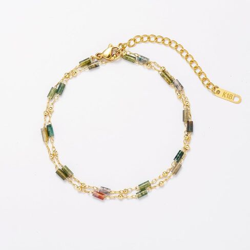 Gemstone Bead Necklaces for Women Multi Color Beaded Choker Natural Stone Necklace Black White Green Tigers Eye Handmade 18K Gold Plated Dainty Summer Jewelry in Kuwait