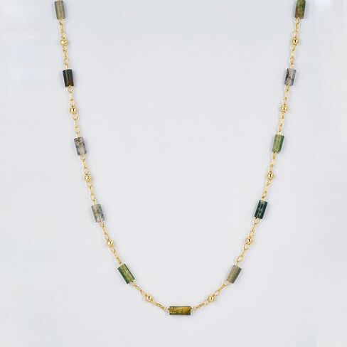 Gemstone Bead Necklaces for Women Multi Color Beaded Choker Natural Stone Necklace Black White Green Tigers Eye Handmade 18K Gold Plated Dainty Summer Jewelry in Kuwait