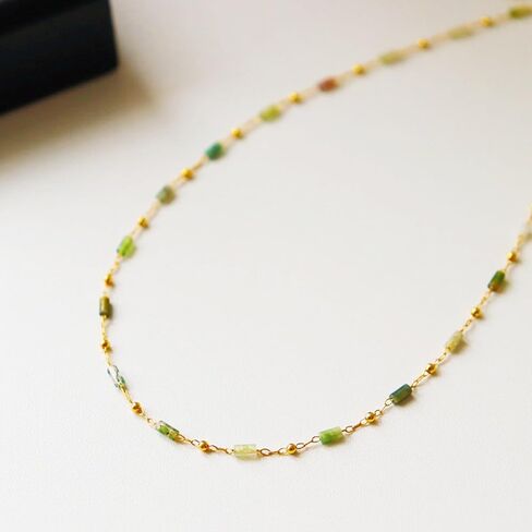 Gemstone Bead Necklaces for Women Multi Color Beaded Choker Natural Stone Necklace Black White Green Tigers Eye Handmade 18K Gold Plated Dainty Summer Jewelry in Kuwait