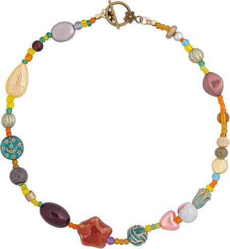 MINACHI Multi Color Beads Necklace, Natural Stone, Pattern Beads, Bohemian Style, Gift Jewelry for Women in Saudi Arabia