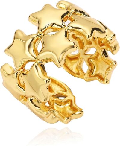 Chunky Gold Rings for Women Vintage Gold Star Rings Statement Wide Chunky Rings Non Tarnish Trendy Irregular Rings Fashion Thumb Rings in Kuwait