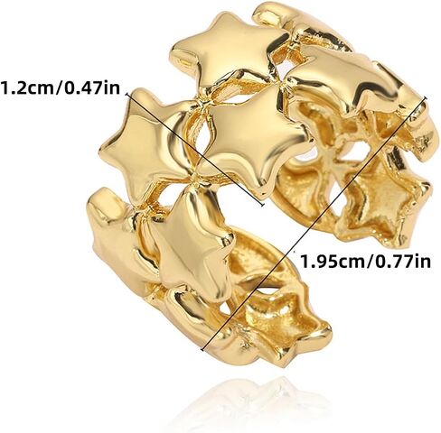 Chunky Gold Rings for Women Vintage Gold Star Rings Statement Wide Chunky Rings Non Tarnish Trendy Irregular Rings Fashion Thumb Rings in Kuwait